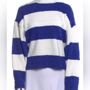STAUD Slouchy Blue and White Striped Women Sweater